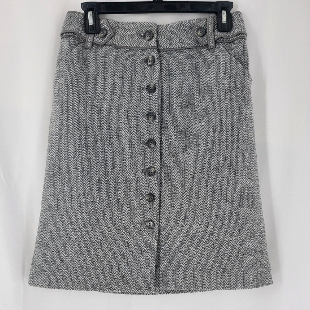 Ann Taylor Wool Button Down Skirt Sz 0
